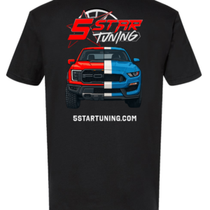5 Star Tuning Tri-Blend T-Shirt – Front Shield with Raptor & Mustang Graphic on Back (Black) XL
