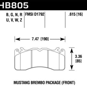 Hawk 15-17 Ford Mustang Brembo Package DTC-70 Front Brake Pads