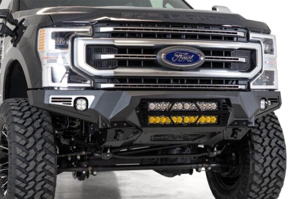 Addictive Desert Designs 17-20 Ford Super Duty Bomber Front Bumper w/ Mounts For 20in Light Bars Addictive Desert Designs 17-20 Ford Super Duty Bomber Front Bumper w/ Mounts For 20in Light Bars