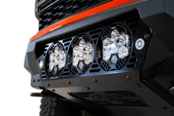 Addictive Desert Designs 2021+ Ford Raptor Bomber Front Bumper w/ 3 Baja Designs LP6 Light Mounts Addictive Desert Designs 2021+ Ford Raptor Bomber Front Bumper w/ 3 Baja Designs LP6 Light Mounts