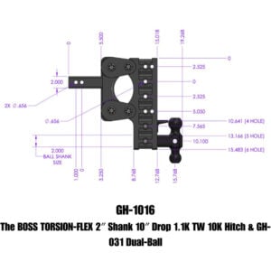 Gen-Y The Boss Torsion-Flex 2in Shank 10in Drop 1.1K TW 10K Hitch w/GH-031 Dual-Ball