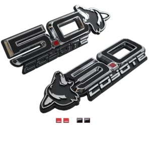 2015-2026 Mustang Howling Coyote 5.0 Fender Emblems (7.25" x 2.25" x .250") VA 2-296-717 AMP-85108-001