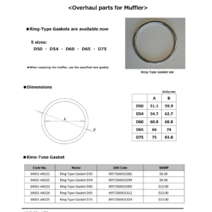 HKS Muffler Gasket 66mm ID 74mm OD