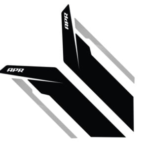 APR Sideburn Stickers - Black APR/Silver Stripe (Pair)