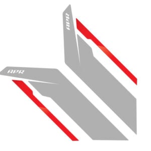 APR Sideburn Stickers - Silver APR/Red Stripe (Pair)