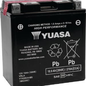 Yuasa YTX20CH-BS High Performance AGM Battery w/Bottle